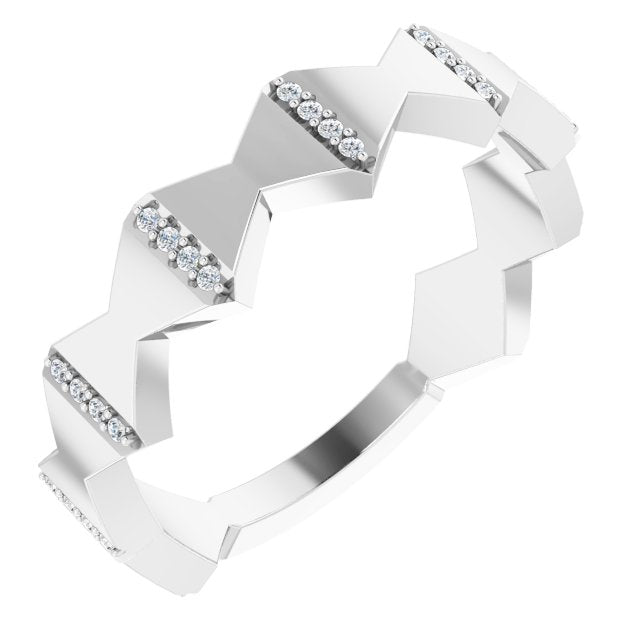 Platinum Round Natural Diamond Geometric Ring – 0.8mm Stones