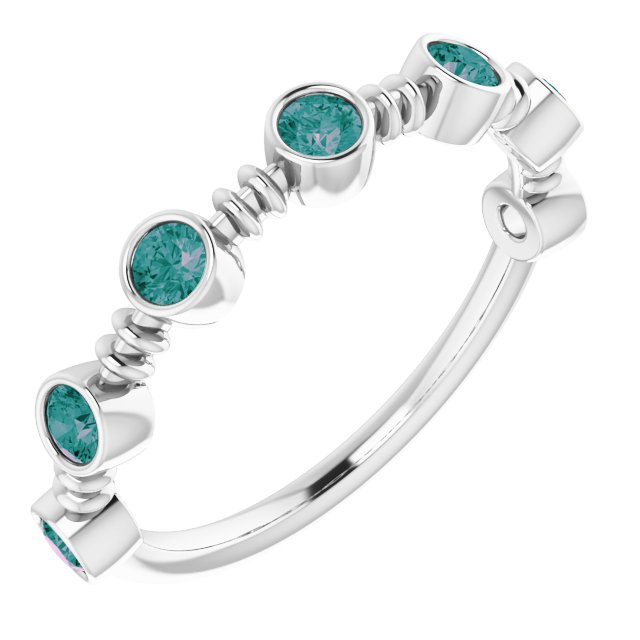 Platinum Round Natural Alexandrite Bezel-Set Ring II