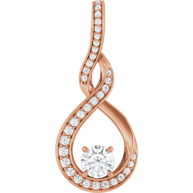 14K Gold Round Lab-Grown Diamond Infinity-Inspired Pendant - Rose Gold