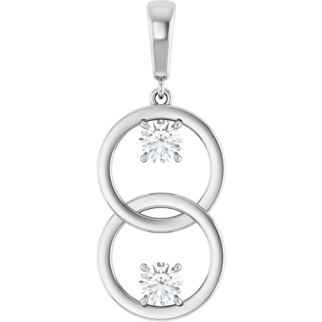 14K Gold Round Lab-Grown Diamond Two-Stone Circle Pendant