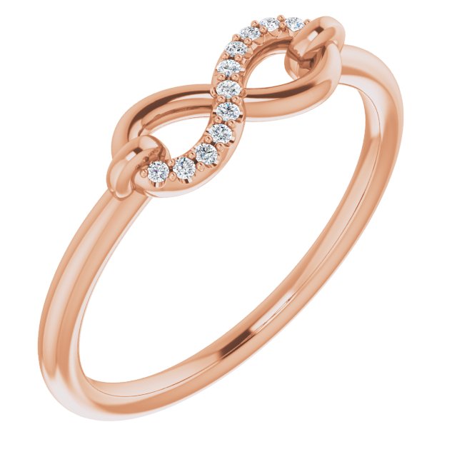 14K Gold Round Natural Diamond Infinity-Inspired Ring III - Rose Gold