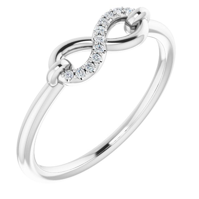 14K Gold Round Natural Diamond Infinity-Inspired Ring III - White Gold