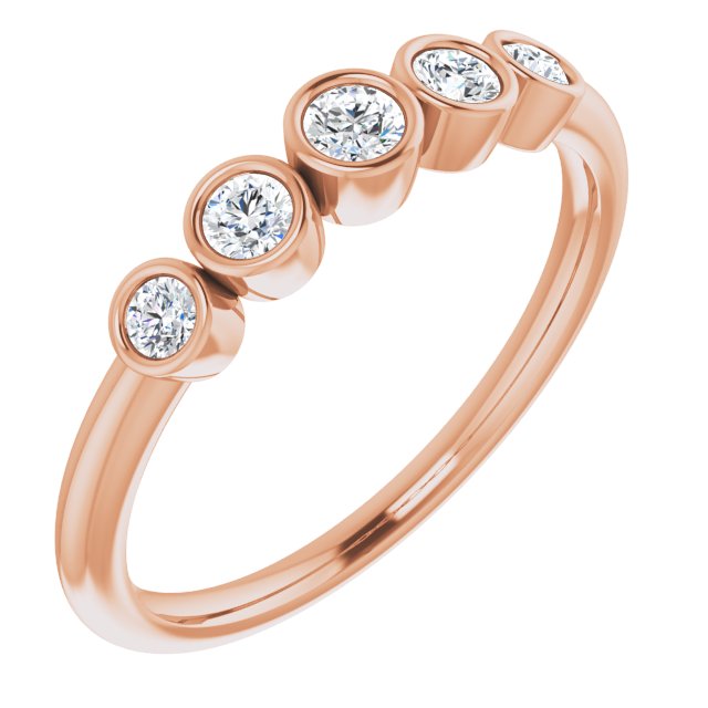14K Gold Round Natural Diamond Graduated Bezel-Set Ring - Rose Gold