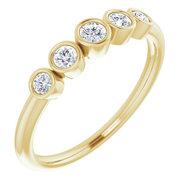 14K Gold Round Natural Diamond Graduated Bezel-Set Ring - Yellow Gold