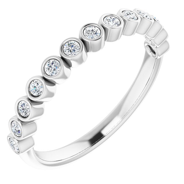 Platinum Round Natural Diamond Bezel-Set Stackable Ring