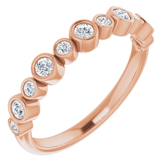 14K Gold Round Natural Diamond Bezel-Set Ring - Rose Gold