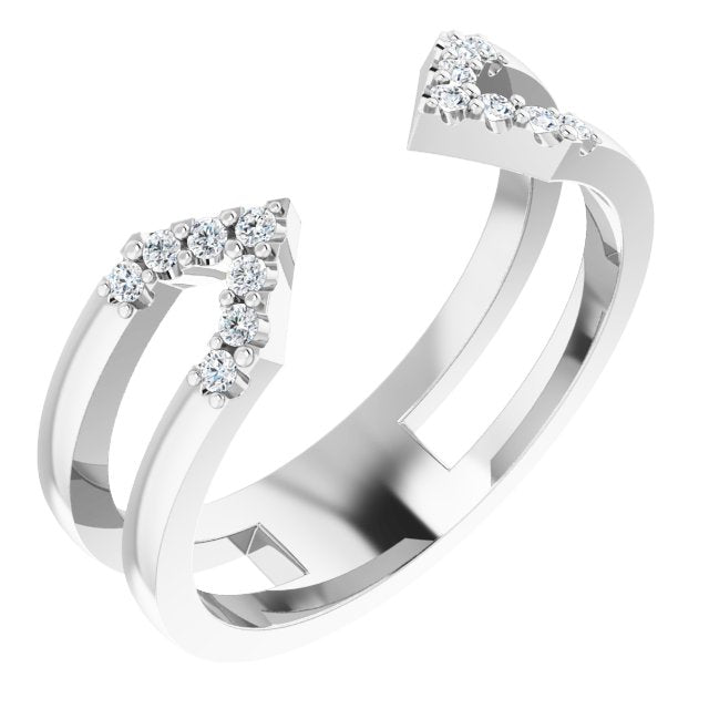 Platinum Round Natural Diamond Geometric Ring