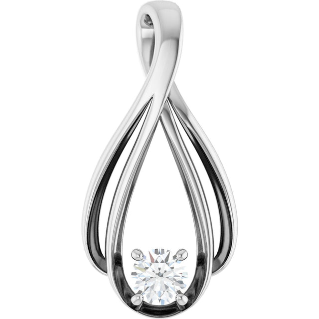 14K Gold Round Lab-Grown Diamond Solitaire Pendant