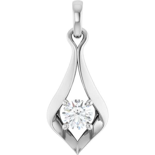 14K Gold Round Lab-Grown Diamond Solitaire Pendant – 1/4 CTW