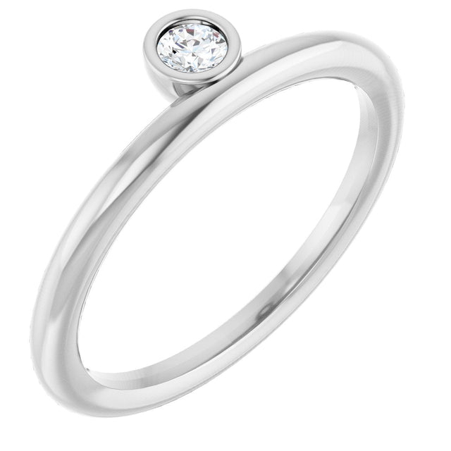 Platinum Marquise Natural Diamond Bezel-Set Stackable Ring