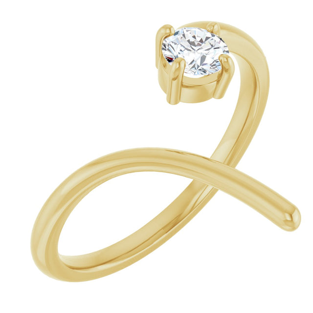 14K Gold Pear Natural Diamond Negative Space Ring - Yellow Gold