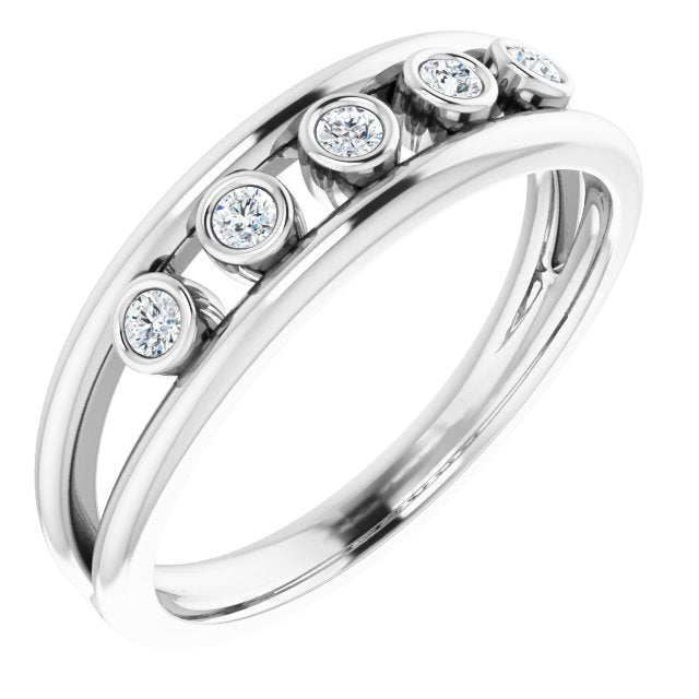 Platinum Round Natural Diamond Negative Space Ring – 1.8mm Stones