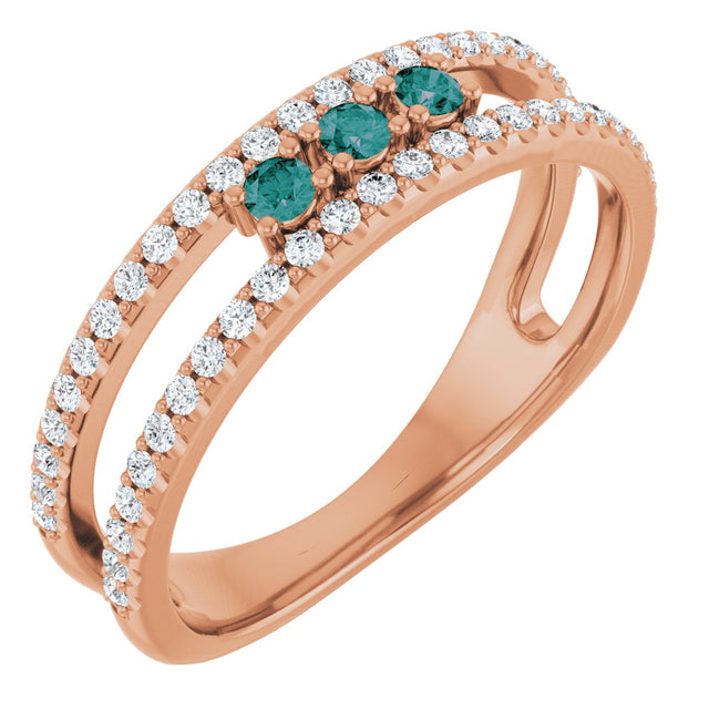 14K Gold Round Lab-Grown Alexandrite Negative Space Ring - Rose Gold