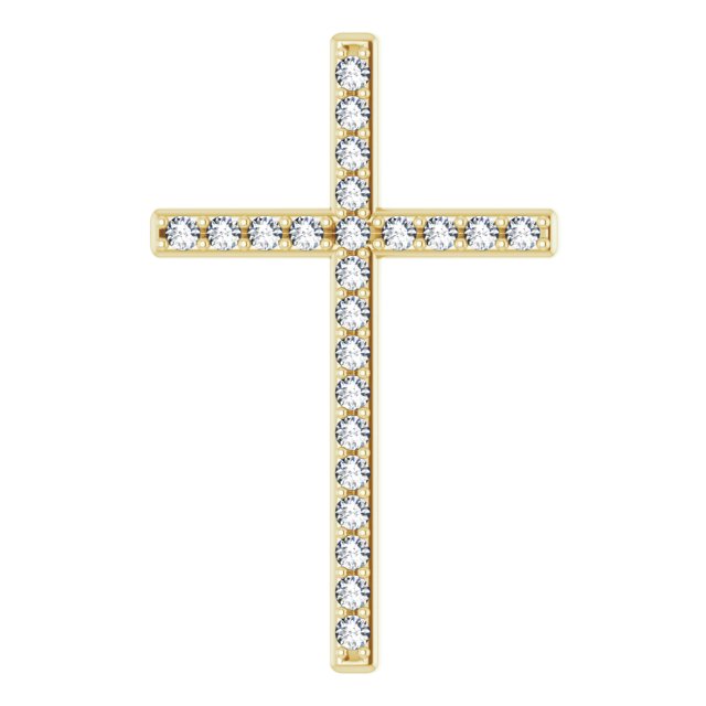 14K Gold Round Natural Diamond Cross Pendant – 31.1x21.6mm - Yellow Gold