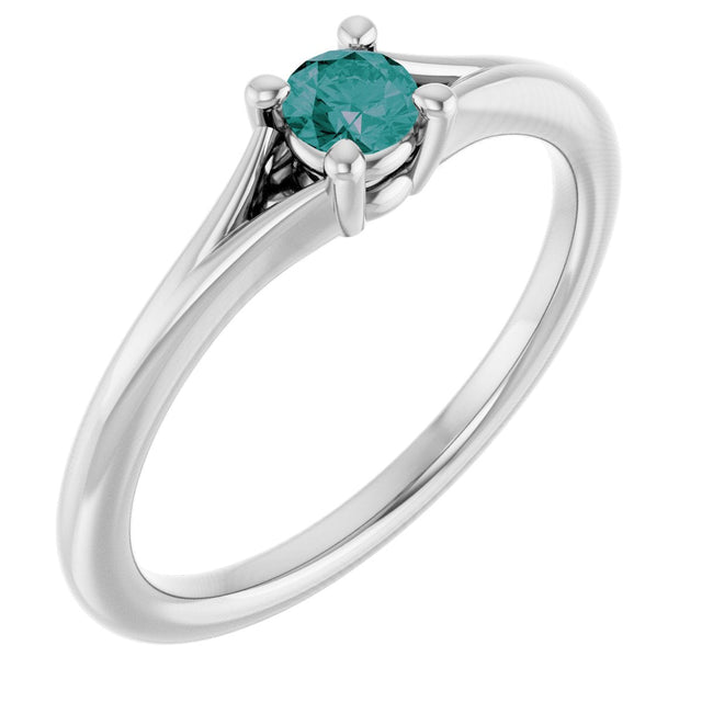 Platinum Round Lab-Grown Alexandrite Youth Solitaire Ring