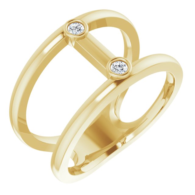 14K Gold Round Natural Diamond Two-Stone Negative Space Ring - Yellow Gold