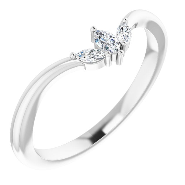 Platinum Marquise Natural Diamond Three-Stone V Ring