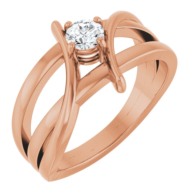 14K Gold Round Lab-Grown Diamond Bypass Ring - Rose Gold