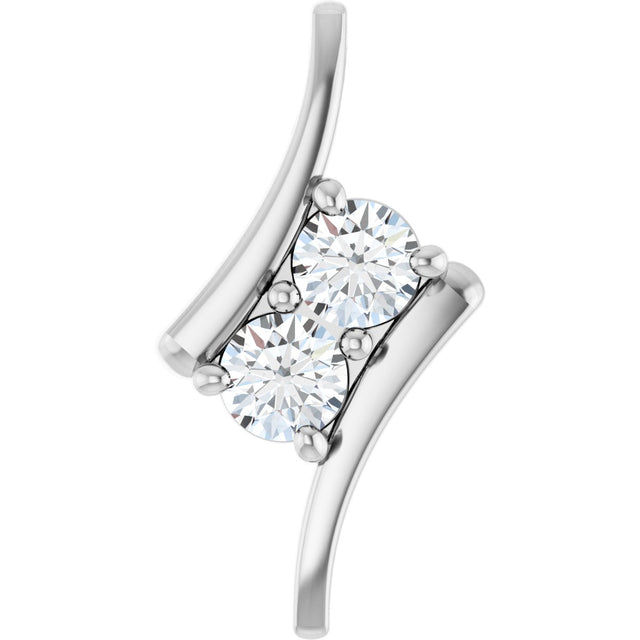 14K Gold Round Lab-Grown Diamond Two-Stone Freeform Pendant