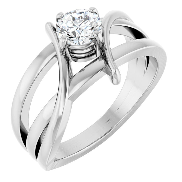 14K Gold Round Lab-Grown Diamond Bypass Ring - White Gold