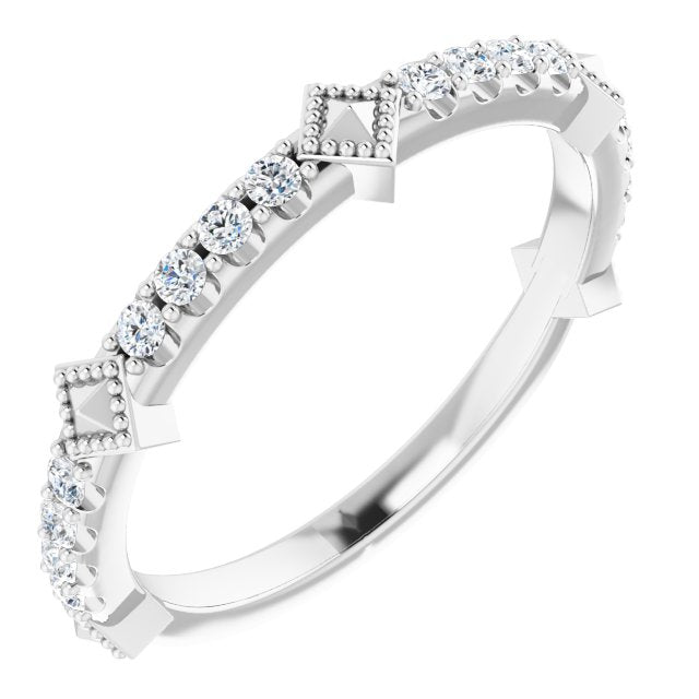 Platinum Round Natural Diamond Accented Stackable Ring – 1.5mm Stones