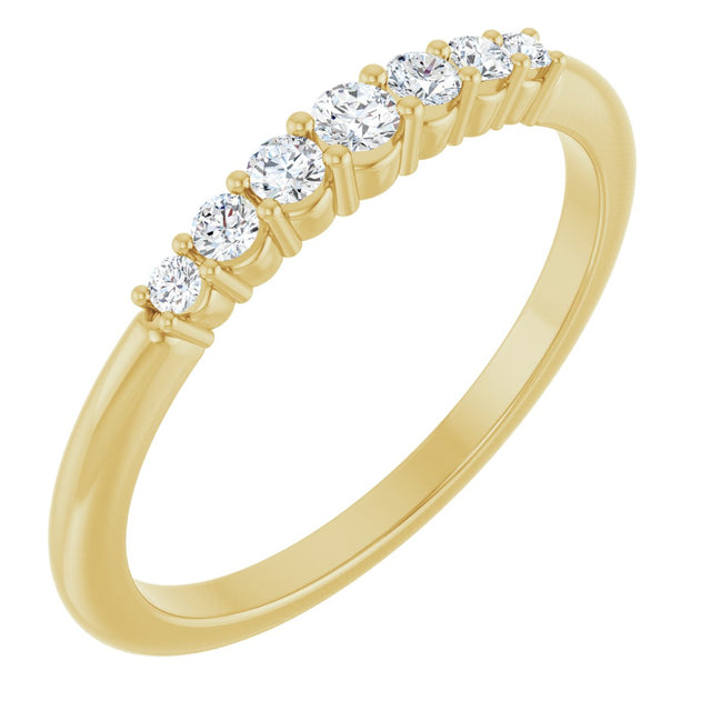 14K Gold Round Natural Diamond Accented Stackable Ring – 2.25mm Stones - Yellow Gold