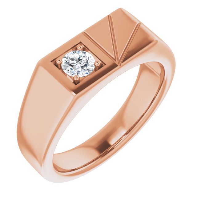14K Gold Round Natural Diamond Solitaire Ring – 4.3mm Stones - Rose Gold