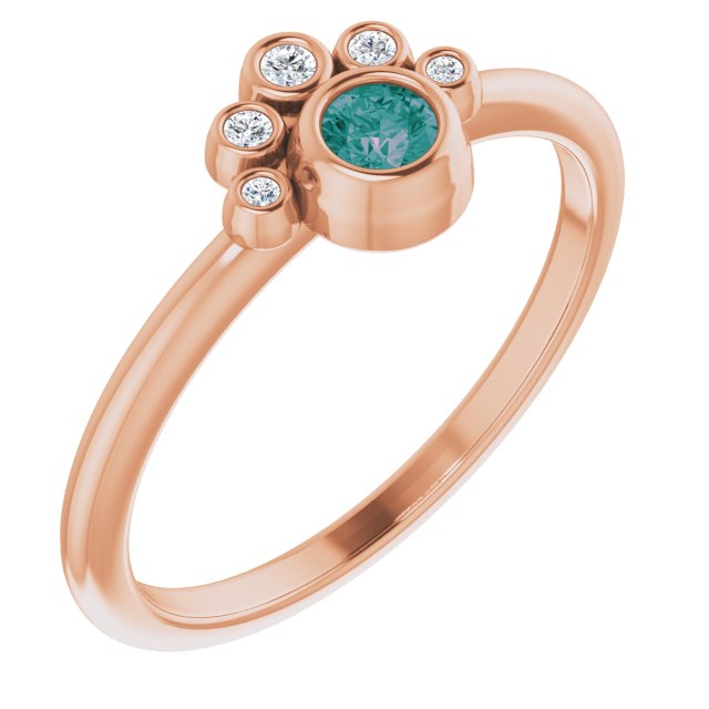 14K Gold Round Lab-Grown Alexandrite Stackable Bezel-Set Ring - Rose Gold