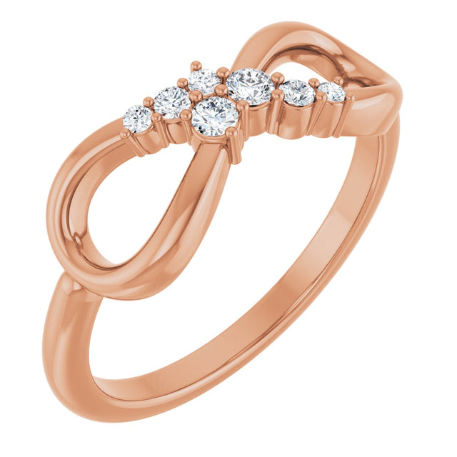 14K Gold Round Natural Diamond Accented Infinity-Inspired Ring II - Rose Gold