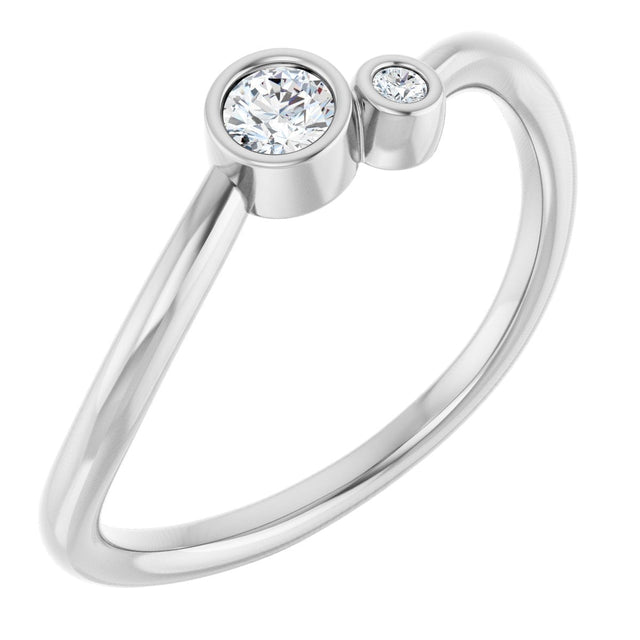 Platinum Round Natural Diamond Accented Bezel-Set Ring