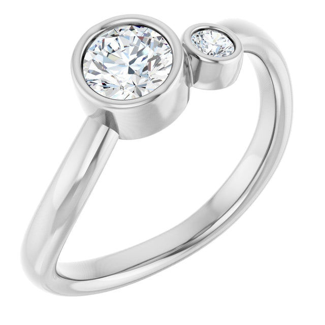 Platinum Round Natural Diamond Accented Bezel-Set Ring