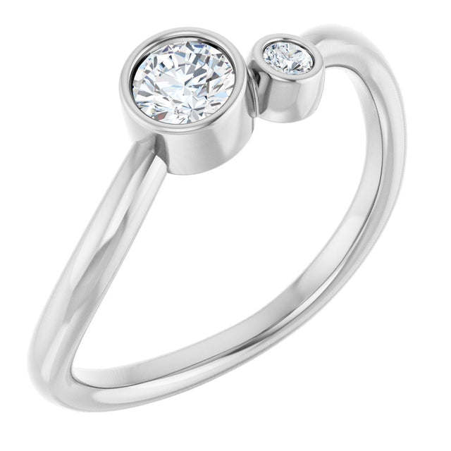 Platinum Round Natural Diamond Accented Bezel-Set Ring