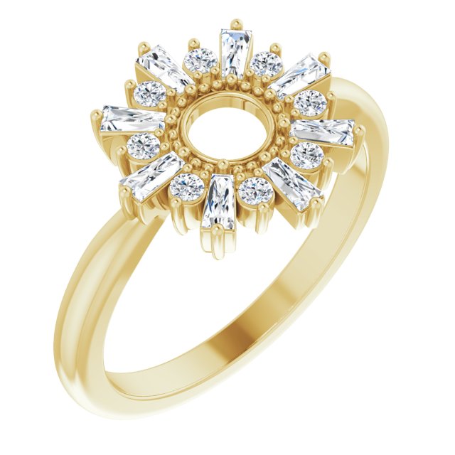 14K Gold Natural Diamond Accented Circle Ring - Yellow Gold