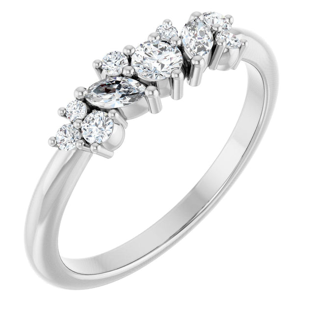 Platinum Natural Diamond Multi-Shape Ring