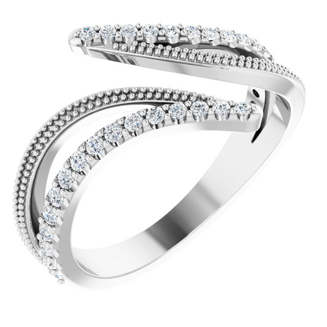 Platinum Round Natural Diamond Bypass Ring II