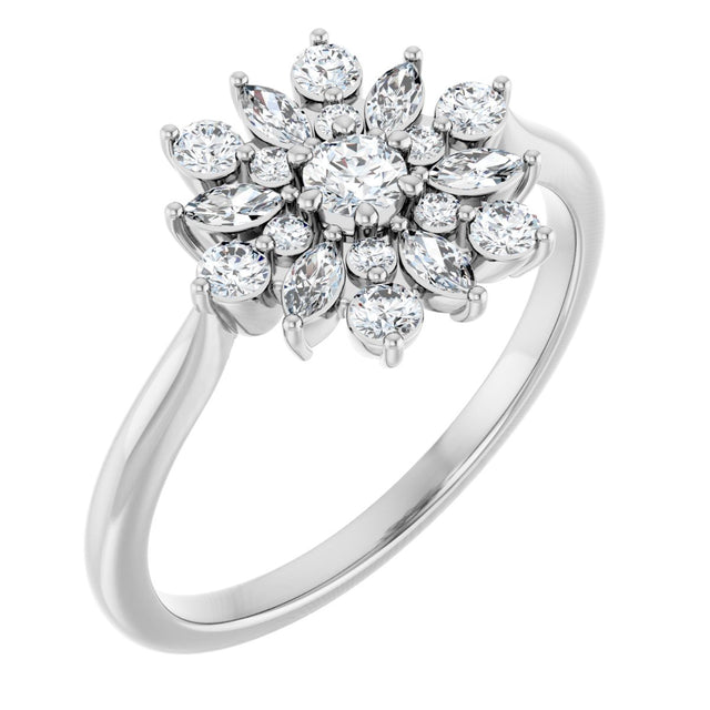 Platinum Round Natural Diamond Vintage-Inspired Ring