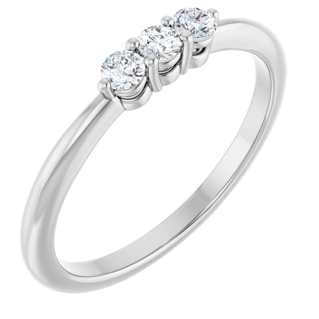 Platinum Round Natural Diamond Three-Stone Anniversary Band – 2.5mm Stones