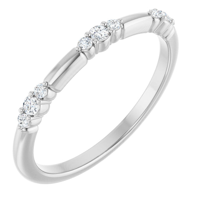 Platinum Round Natural Diamond Stackable Ring IV
