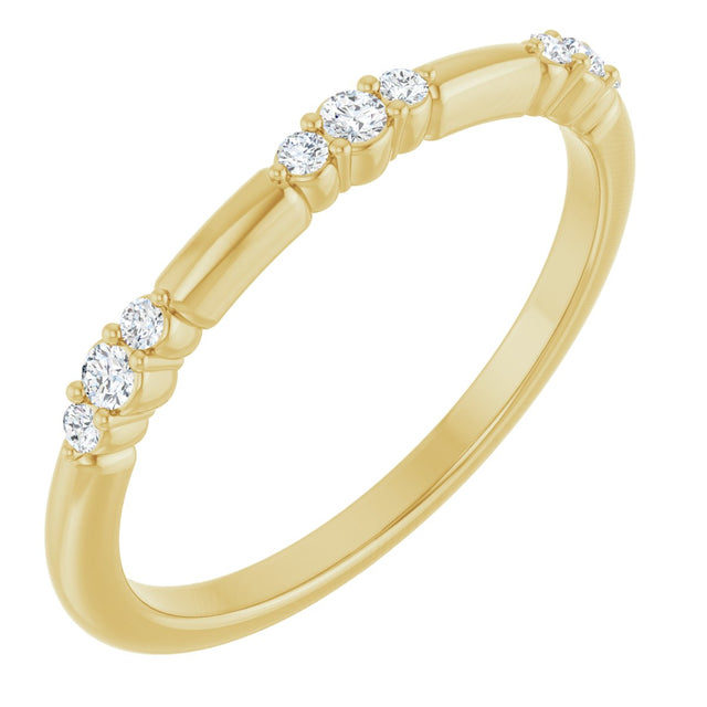 14K Gold Round Natural Diamond Stackable Ring III - Yellow Gold