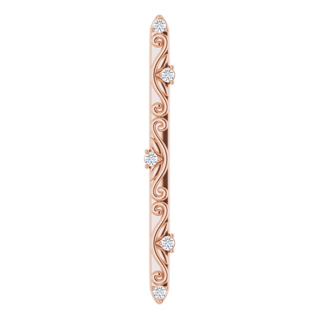 14K Gold Round Natural Diamond Vintage-Inspired Bar Necklace or Pendant - Rose Gold