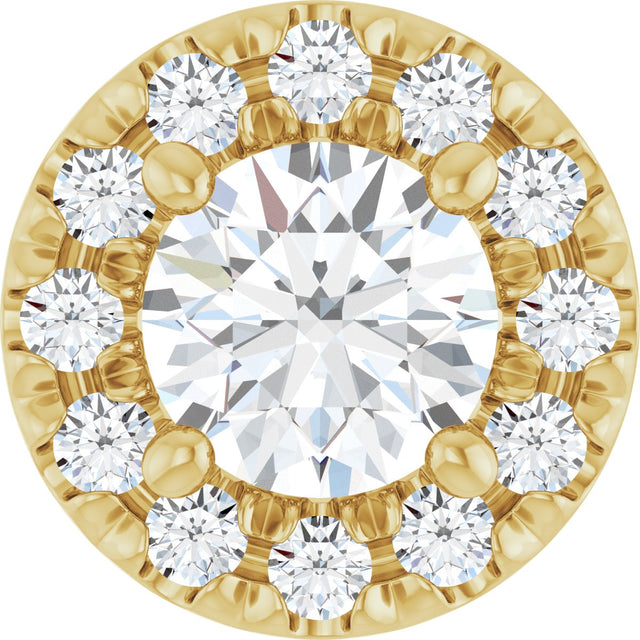 14K Gold Round Natural Diamond Halo-Style Pendant – 1/3 CTW · 4.1mm Stones - Yellow Gold