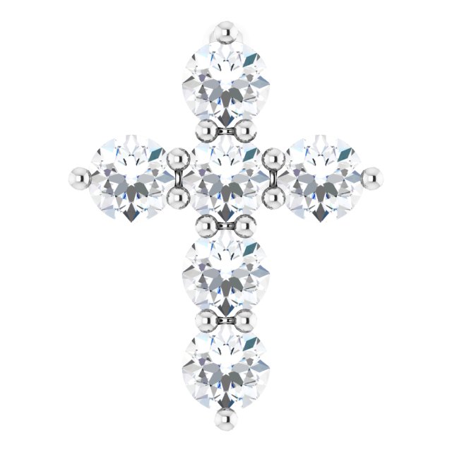Platinum Round Natural Diamond Accented Cross Necklace or Pendant – up to 1/6 CTW