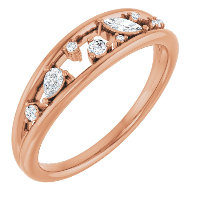 14K Gold Natural Diamond Negative Space Ring - Rose Gold