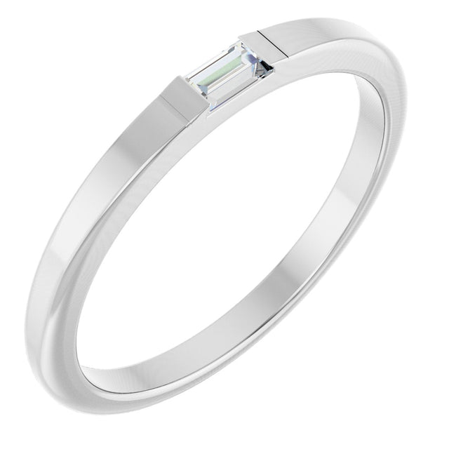 Platinum Straight Baguette Natural Diamond Stackable Ring