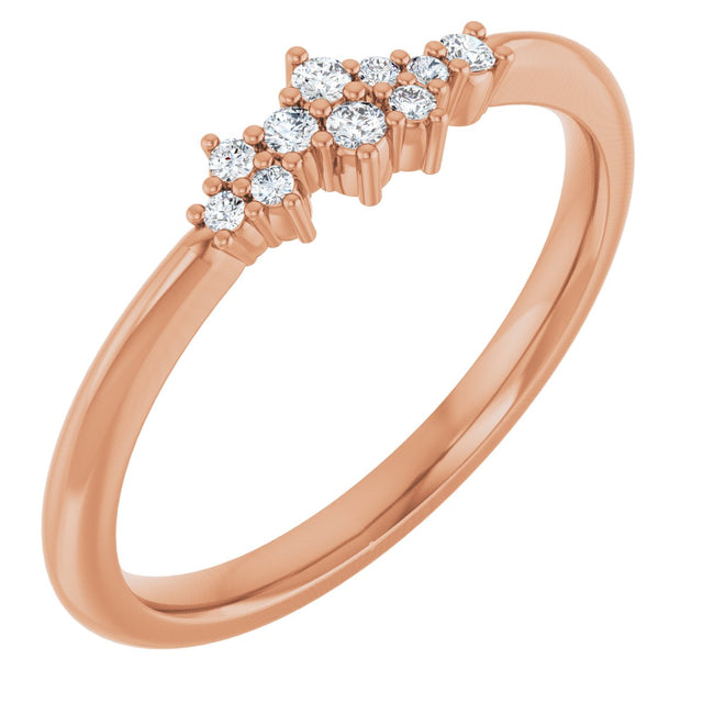 14K Gold Round Natural Diamond Stackable Cluster Ring II - Rose Gold