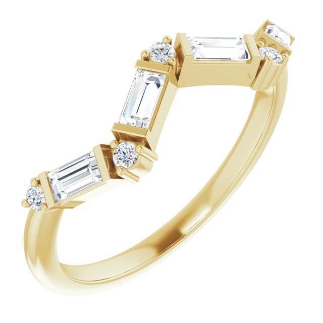 14K Gold Straight Baguette Natural Diamond Stackable Ring – 3.5x1.75mm - Yellow Gold