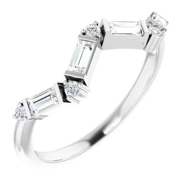 14K Gold Straight Baguette Natural Diamond Stackable Ring – 3.5x1.75mm - White Gold