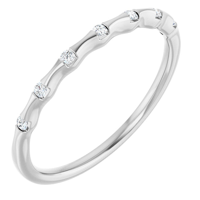 14K Gold Round Lab-Grown Diamond Accented Stackable Ring - White Gold