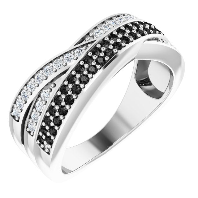 14K Gold Round Natural Diamond Criss-Cross Ring – 1/2 CTW