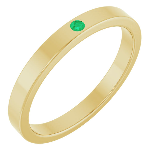 14K Gold Round Natural Emerald Family Stackable Ring – 1.75mm Stones - Yellow Gold